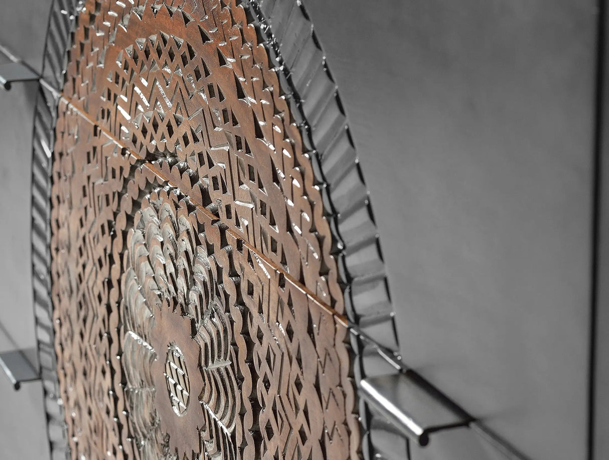 Giner and Colomer - Mango Wood Drawer Chest With Carved Details & Metal Base