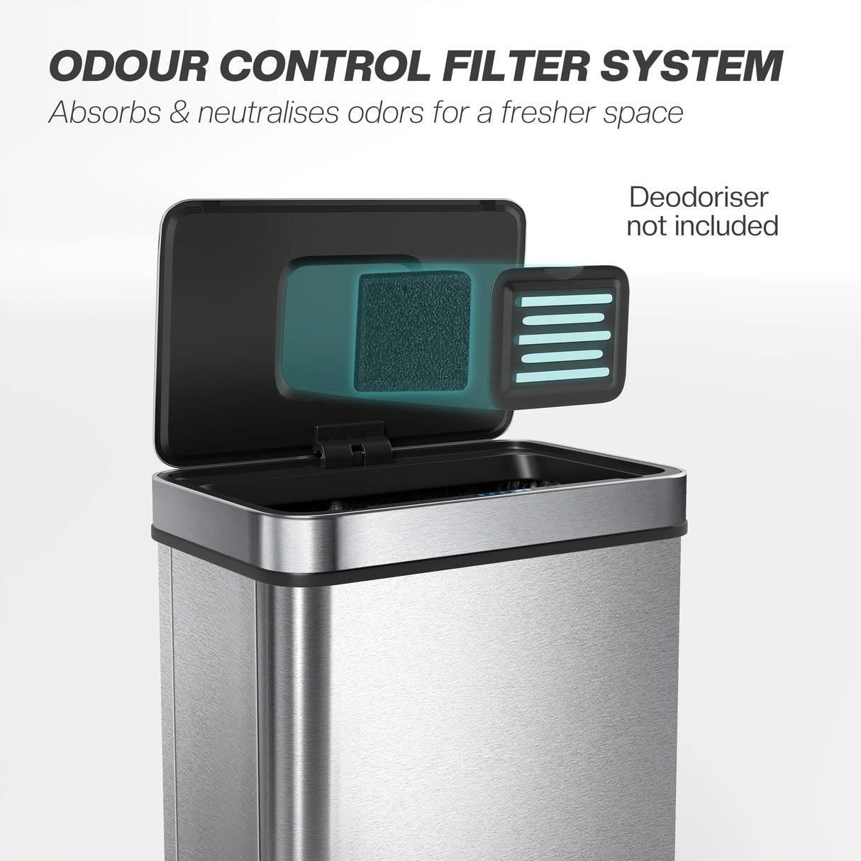 HOMCOM 50 L Sensor Can, Sensor Bin with Soft-Close Lid, Fingerprint-Proof Stainless Steel, Silver Tone