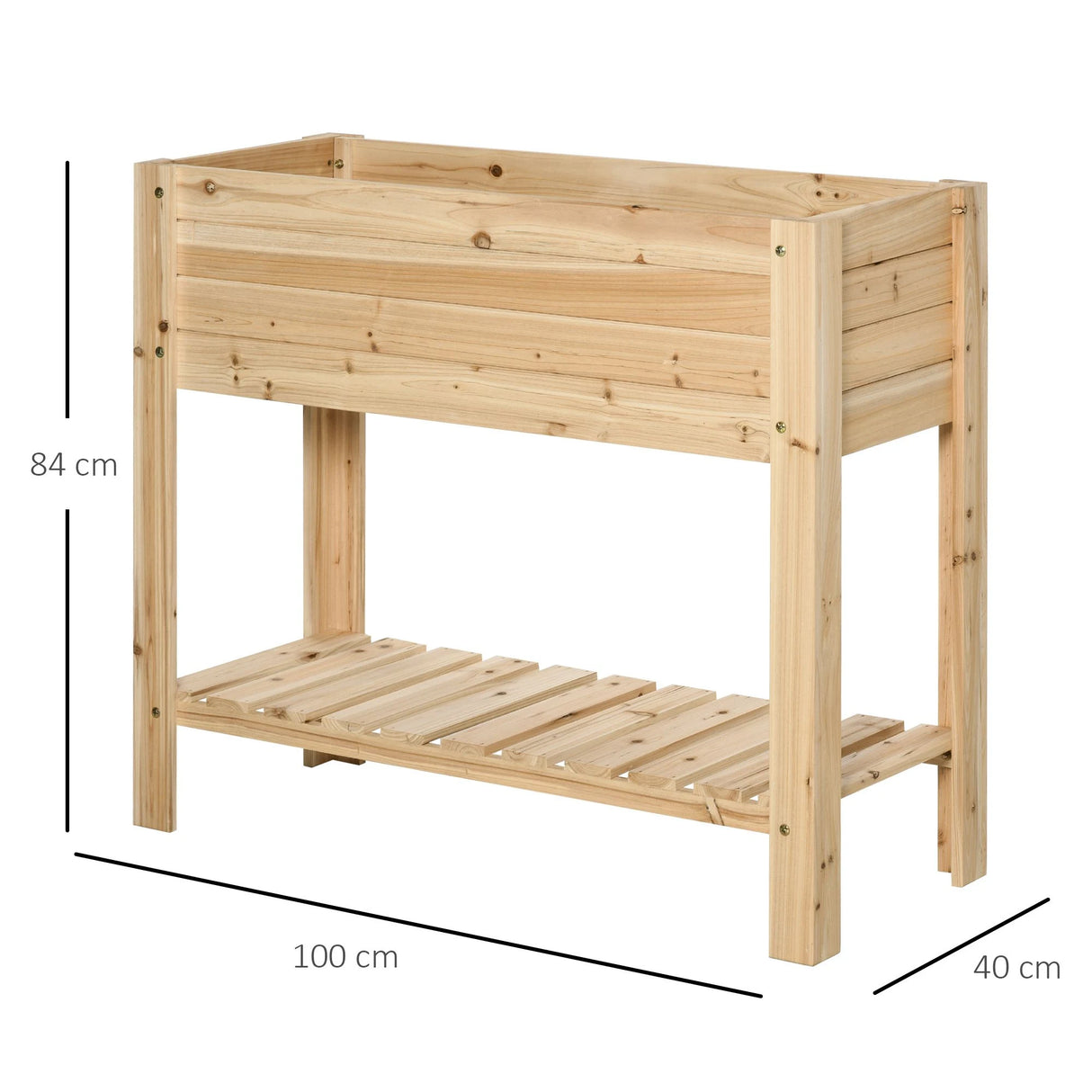 Outsunny Wooden Raised Plant Stand Outdoor Flower Bed Box with Clapboard 100 x 40 x 84cm