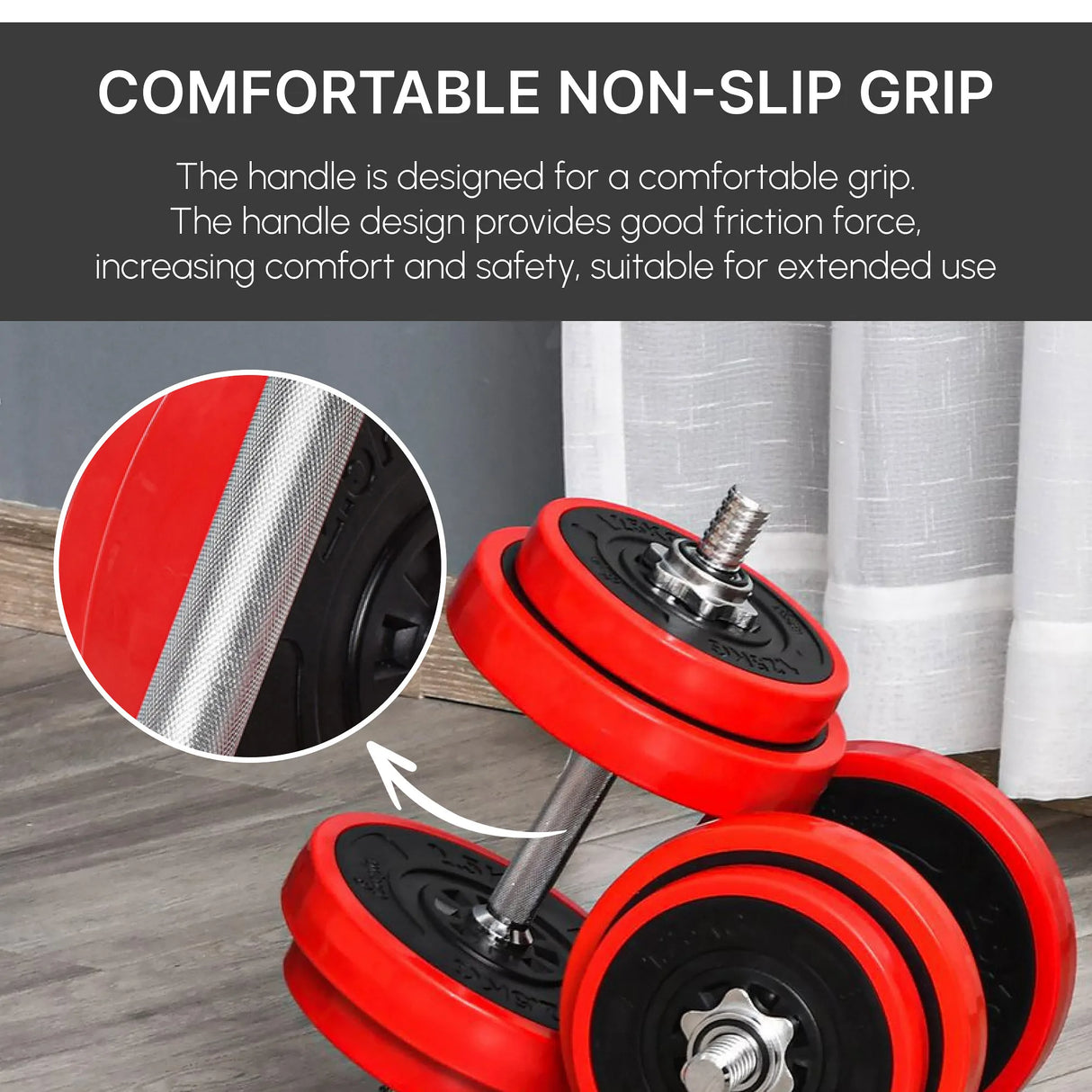 HOMCOM 20KGS 2-In-1 Dumbbell & Barbell Adjustable Set Strength Muscle Exercise Fitness Plate Bar Clamp Rod Home Gym Sports Area