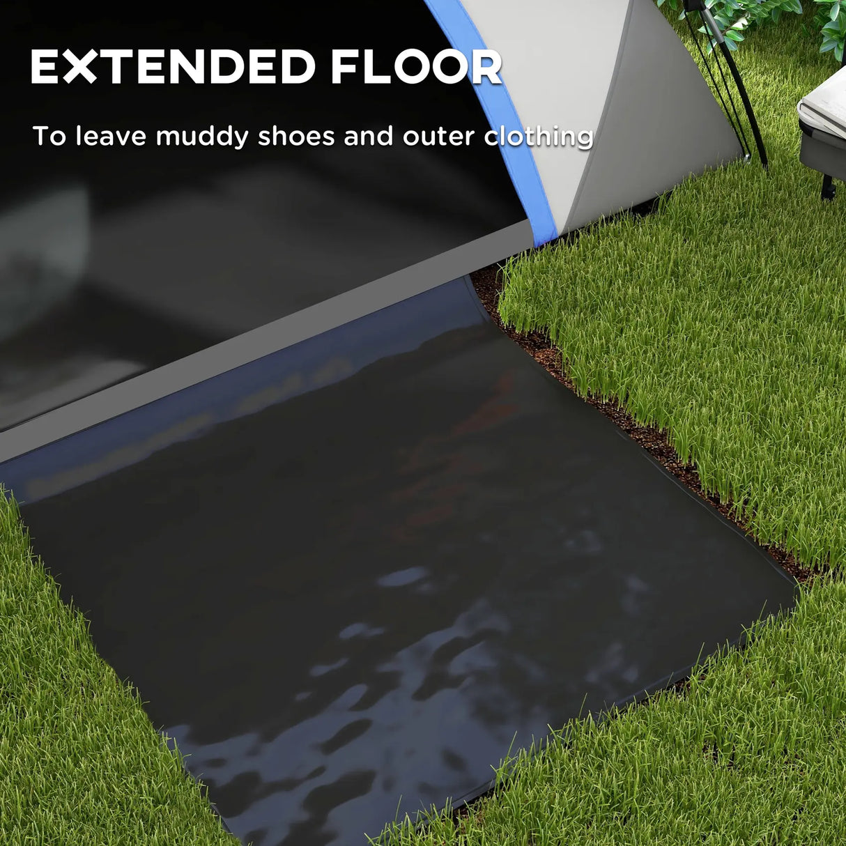 Outsunny Two Man Single Room Dome Tent, with Accessories - Dark Blue/Grey