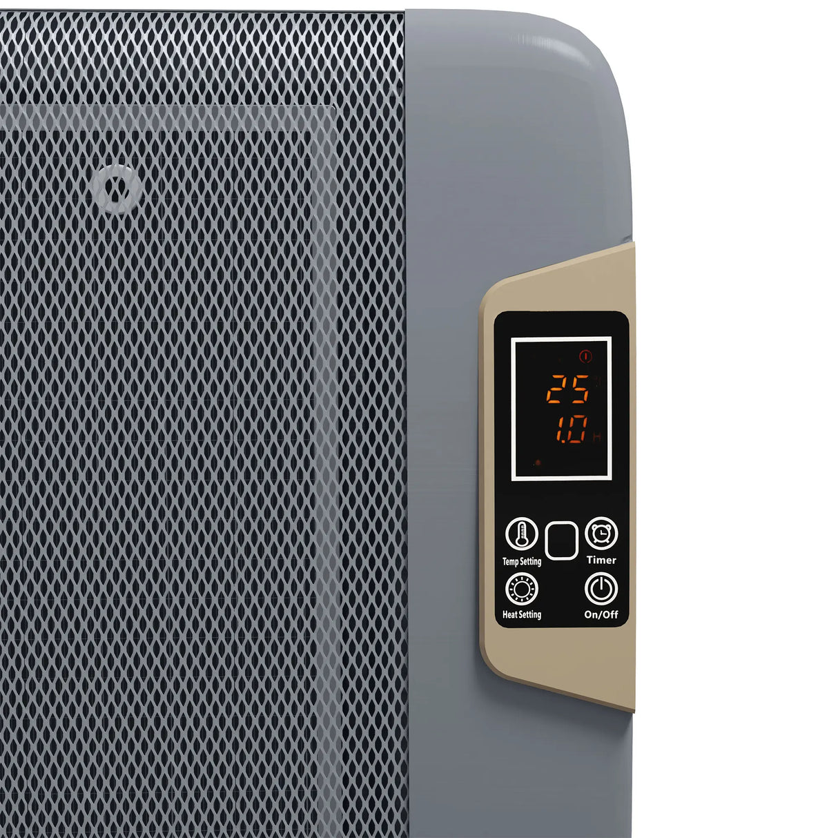 HOMCOM Mica Electric Space Heater, Portable Heater for Home with 2 Heat Settings, Living Room, Study, Garage, Adjustable Temperature 18-30C, 1000W/2000W, Grey