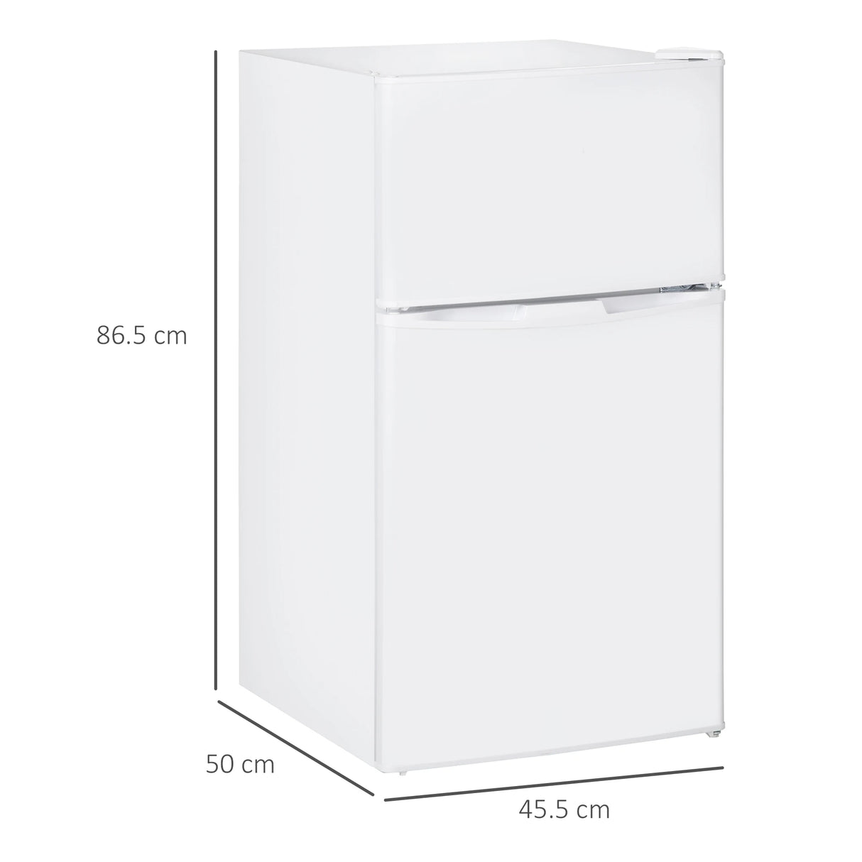 HOMCOM 88L Under Counter Fridge Freezer, Small Refrigerator with 5-Setting, 3 Star Freezer Rating, White