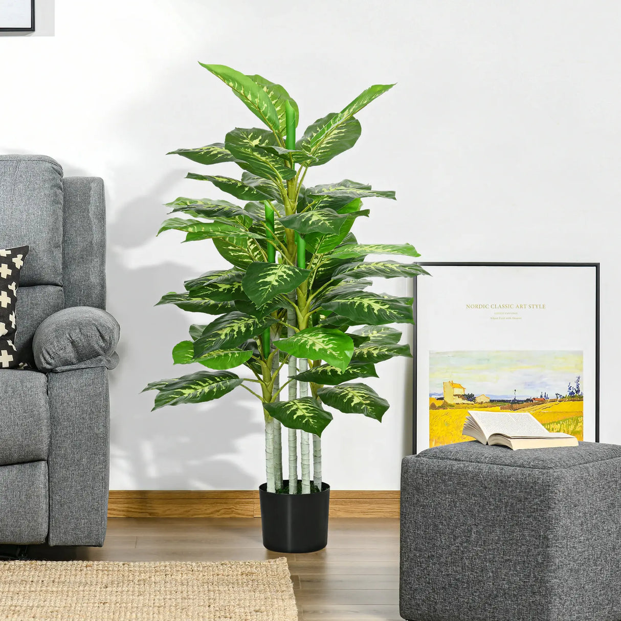 HOMCOM Artificial Evergreen Tree Fake Decorative Plant in Nursery Pot for Indoor Decor, 120cm