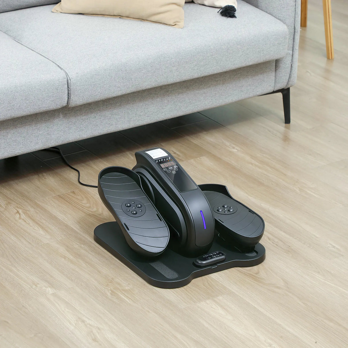 SPORTNOW Under Desk Elliptical Machine, Seated Pedal Exerciser, Mini Electric Elliptical Machine for Seniors with LCD Monitor, Remote Control and 10 Adjustable Speed, Quiet & Portable, Black