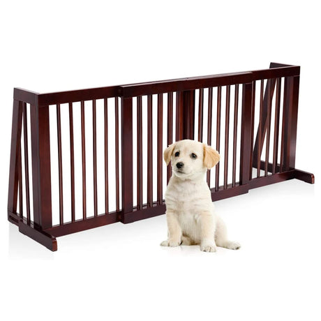 Folding Adjustable Free Standing 3 Panel Wood Fence