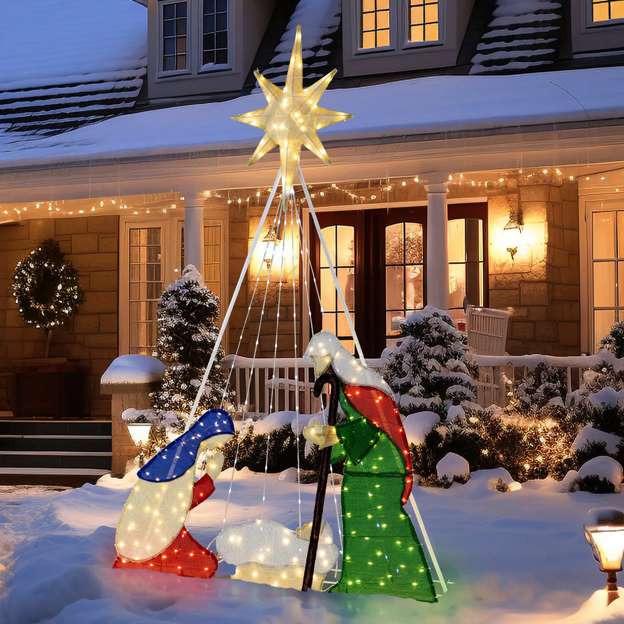 6 Feet Lighted Nativity Scene Holy Family Set Christmas Decoration