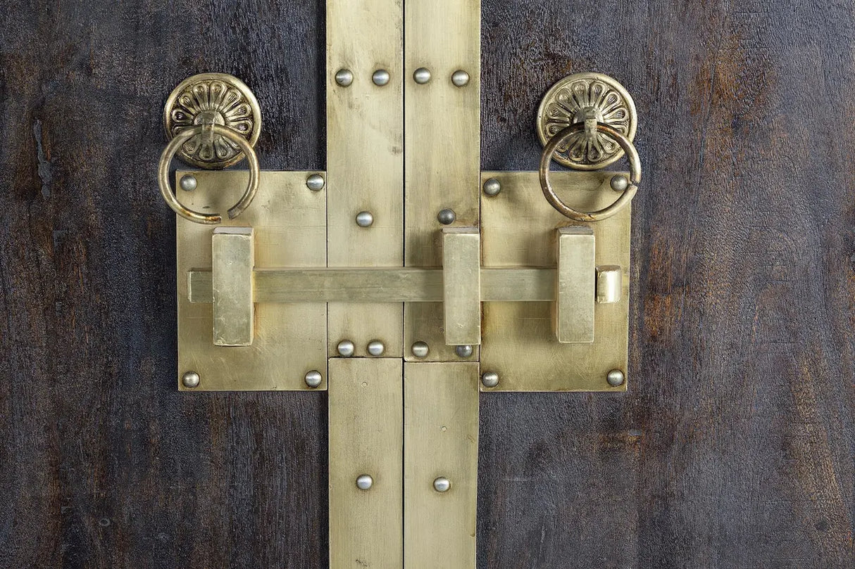 Giner and Colomer - Mango Wood Cabinet With Bronze Door Details