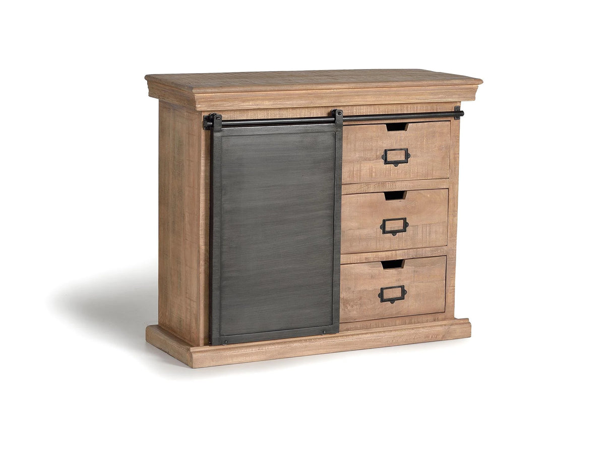 Giner and Colomer - Mango Wood & Metal Chest Of Drawers With Sliding Door