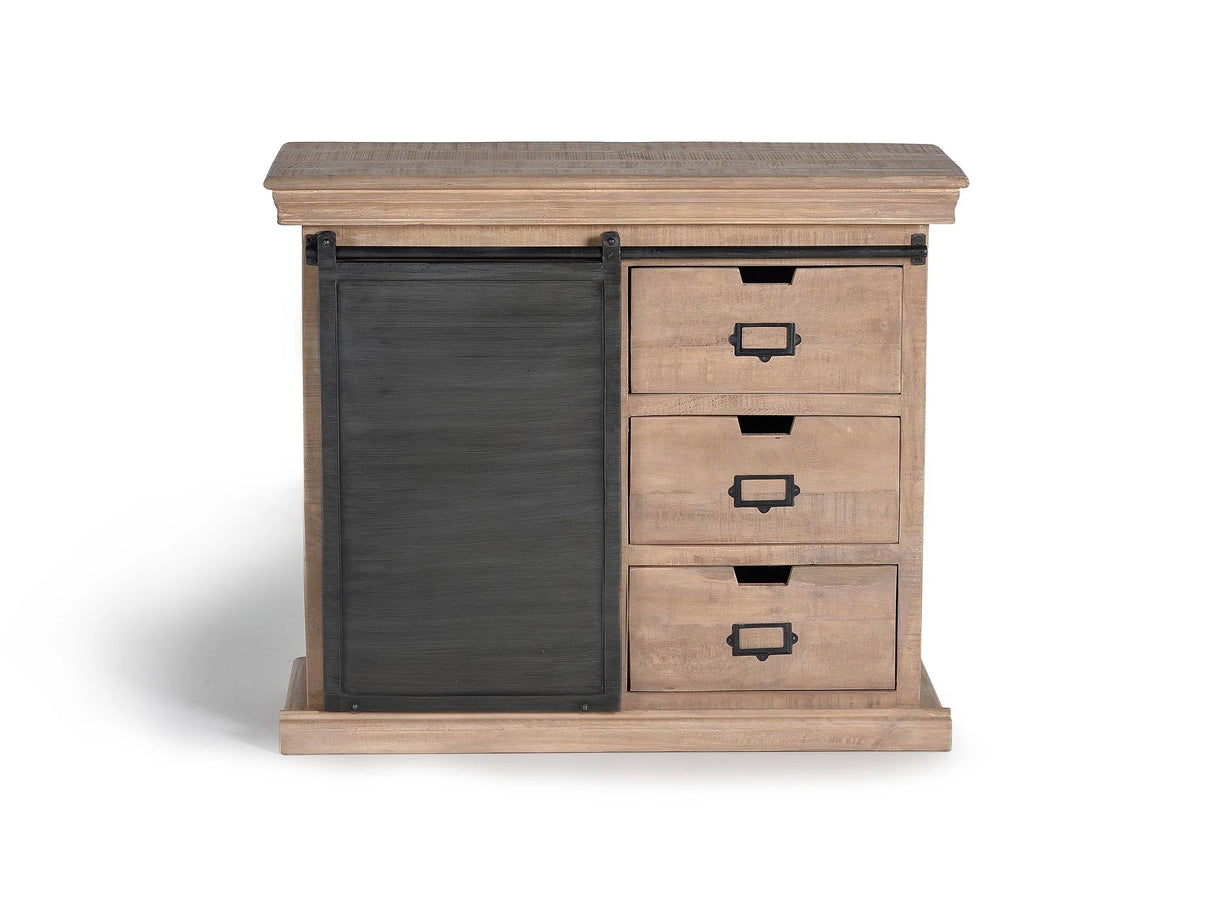 Giner and Colomer - Mango Wood & Metal Chest Of Drawers With Sliding Door