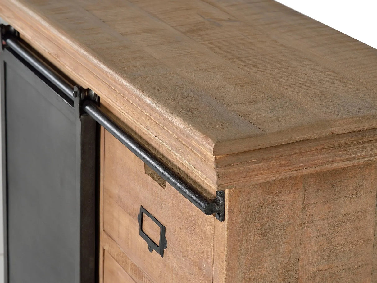 Giner and Colomer - Mango Wood & Metal Chest Of Drawers With Sliding Door