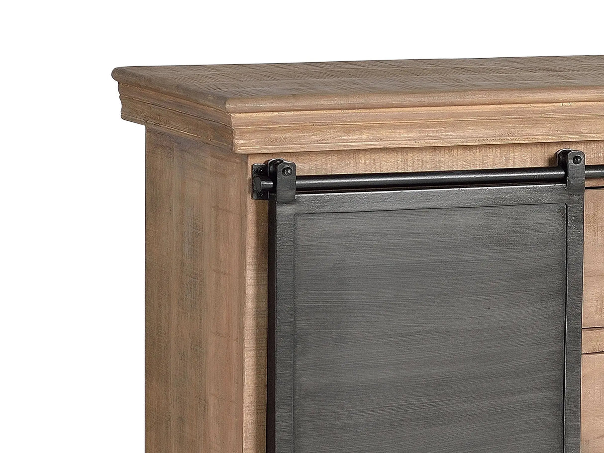 Giner and Colomer - Mango Wood & Metal Chest Of Drawers With Sliding Door