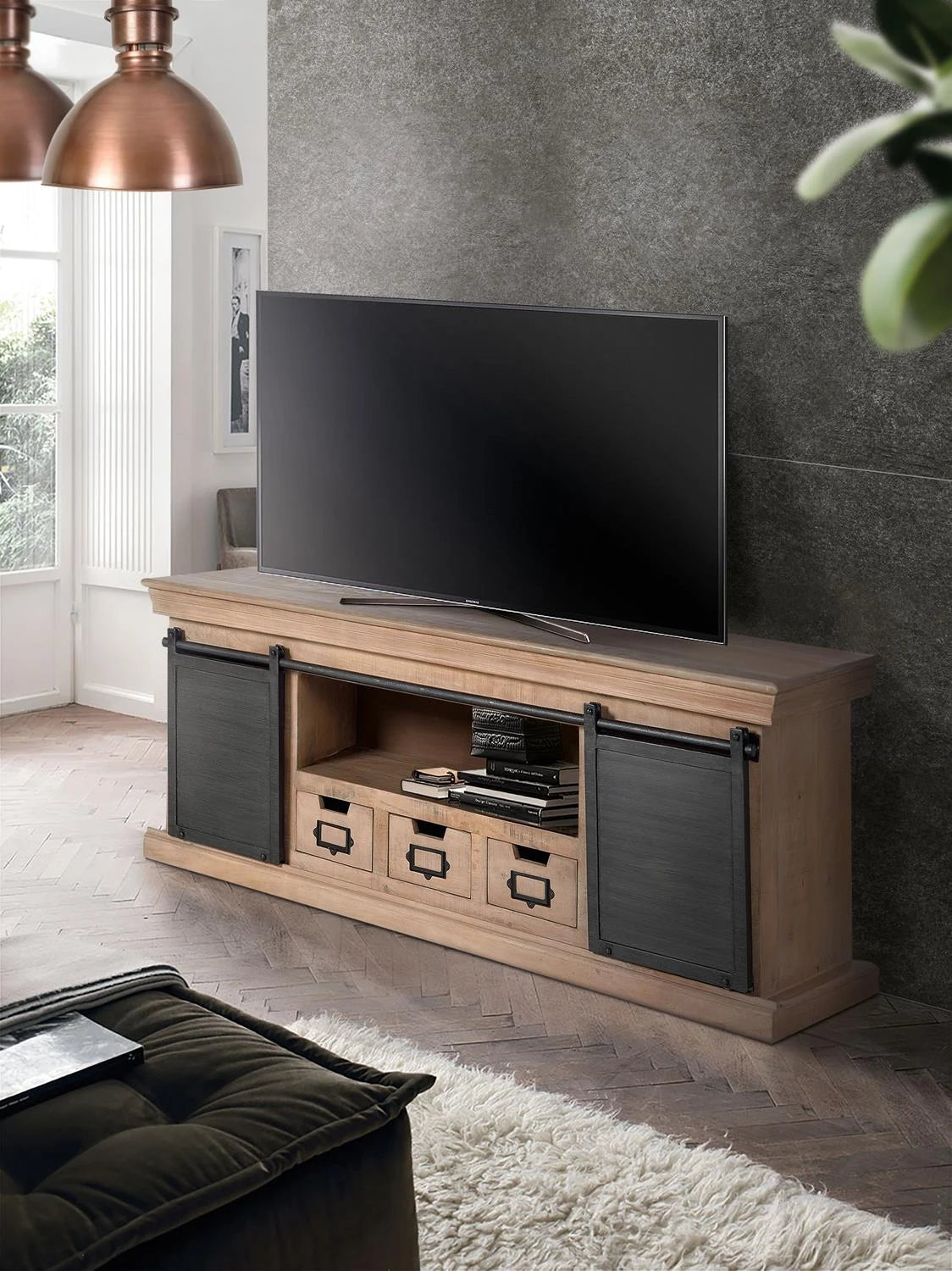 Giner and Colomer - Mango Wood TV Furniture With Metal Doors (150 cm)
