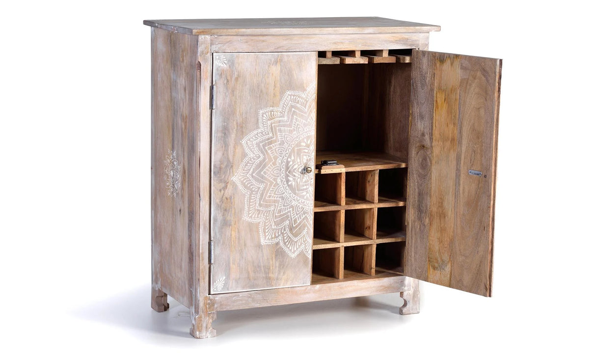 Giner and Colomer - Hand-Painted 2-Door Mango Wood Wine Rack
