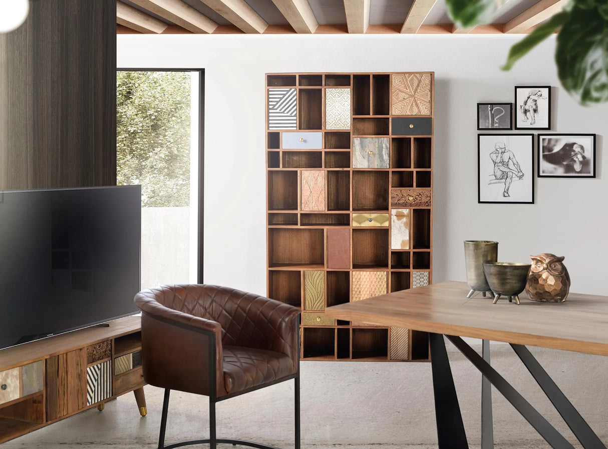 Giner and Colomer - 11-Door, 7-Drawer Mango Wood Bookcase With Mixed Materials