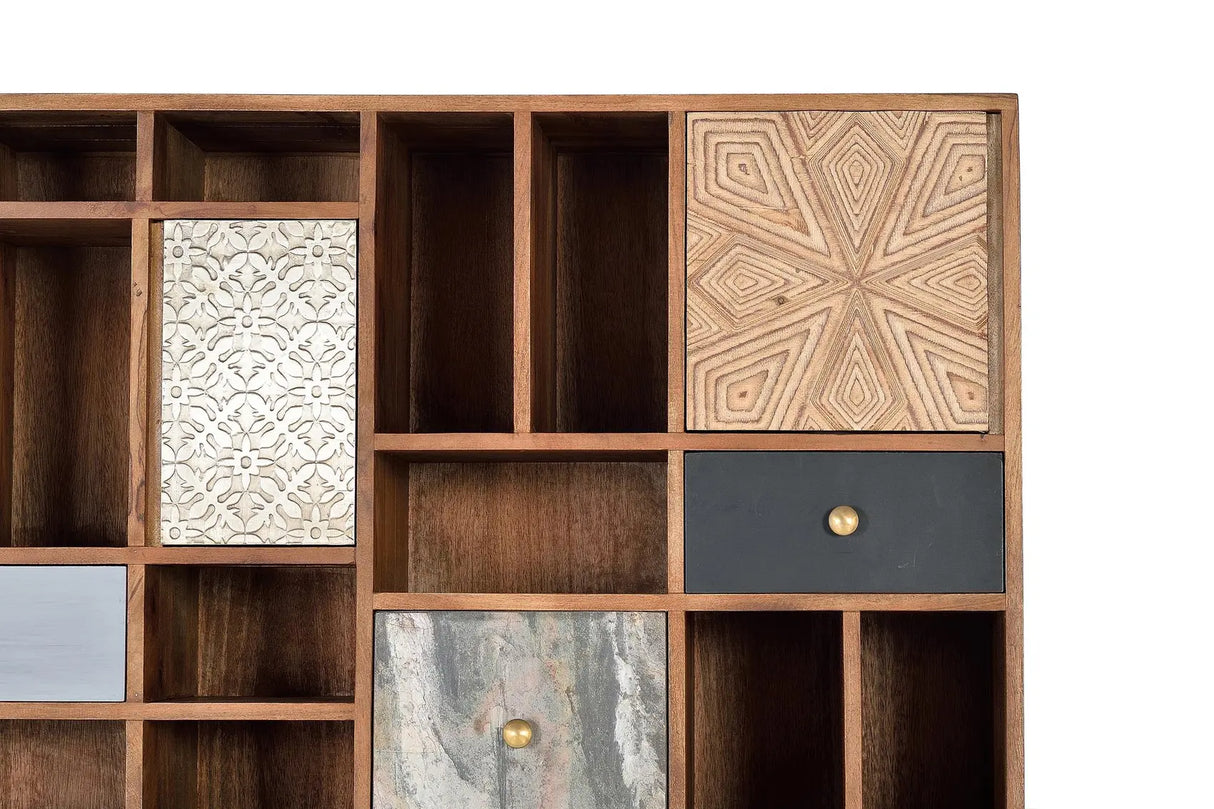 Giner and Colomer - 11-Door, 7-Drawer Mango Wood Bookcase With Mixed Materials