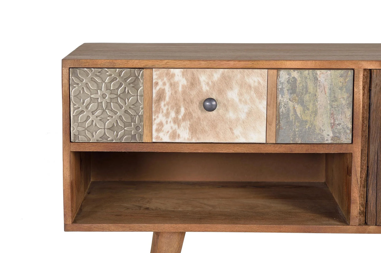 Giner and Colomer - Mango Wood TV Furniture With Bronze, Cow Skin & Camel Bone Details