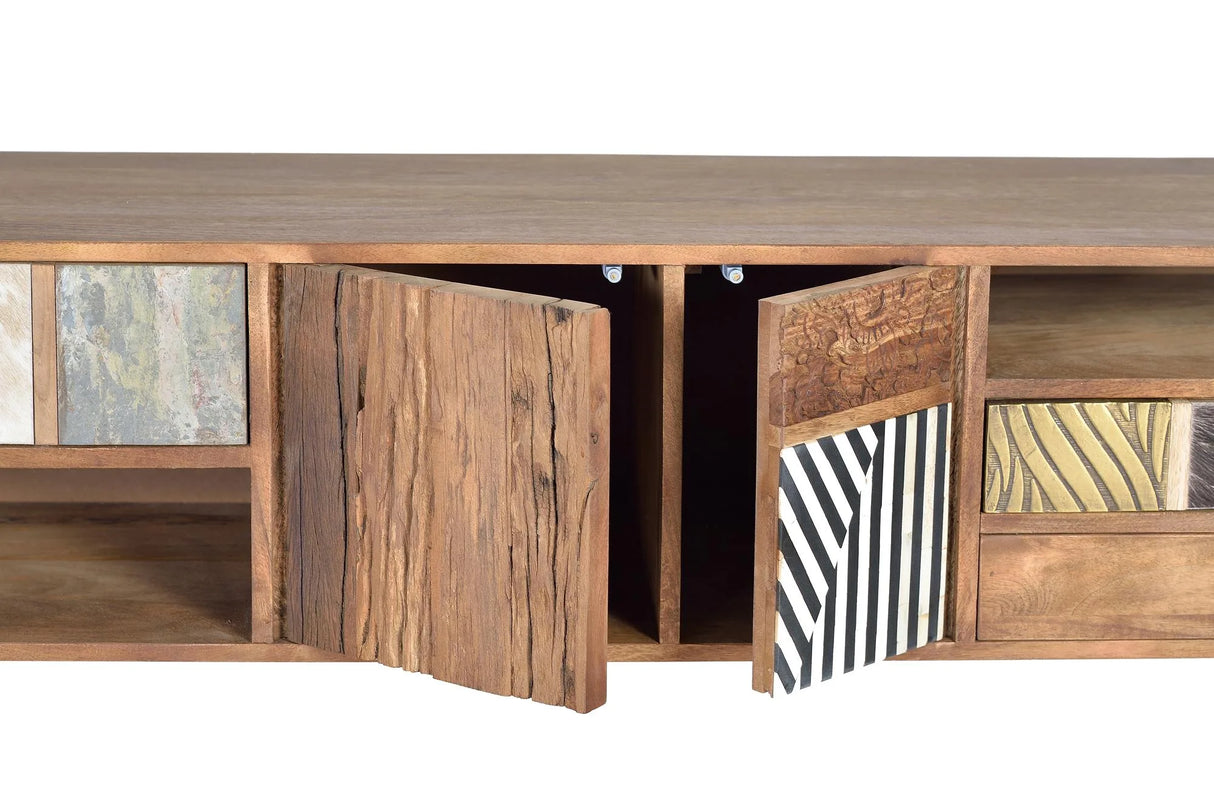 Giner and Colomer - Mango Wood TV Furniture With Bronze, Cow Skin & Camel Bone Details