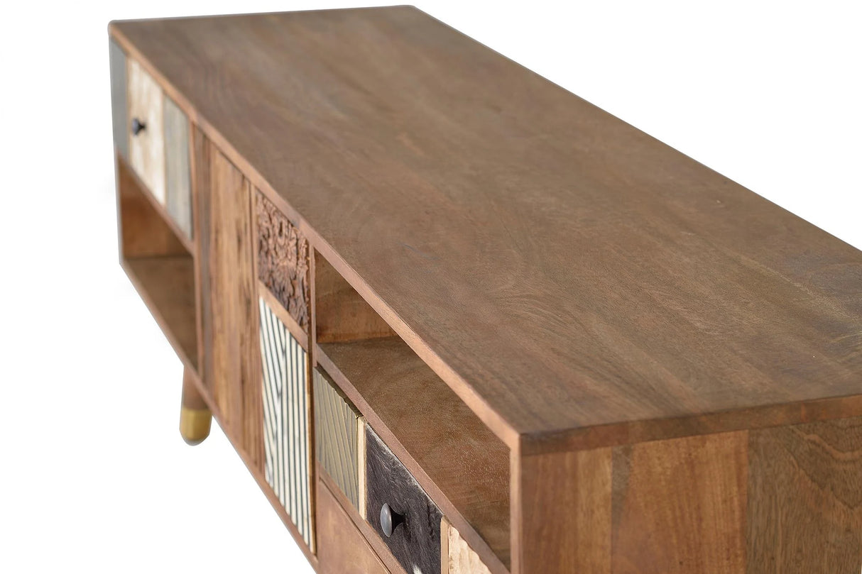 Giner and Colomer - Mango Wood TV Furniture With Bronze, Cow Skin & Camel Bone Details