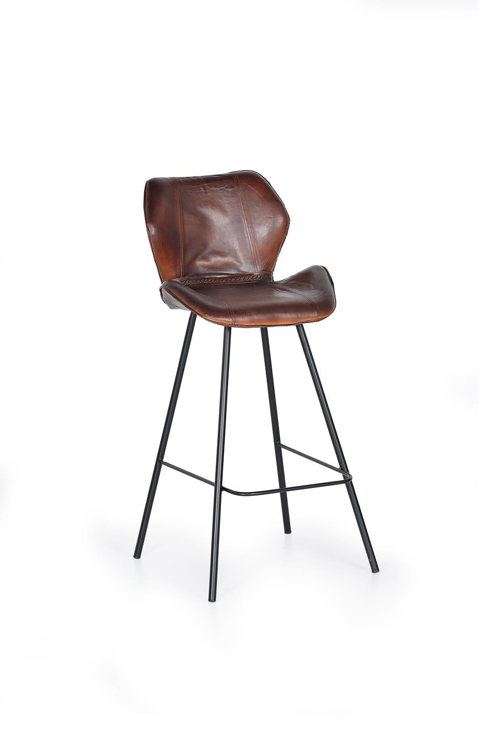 Giner and Colomer Leather And Metal Stool With Elevated Seating