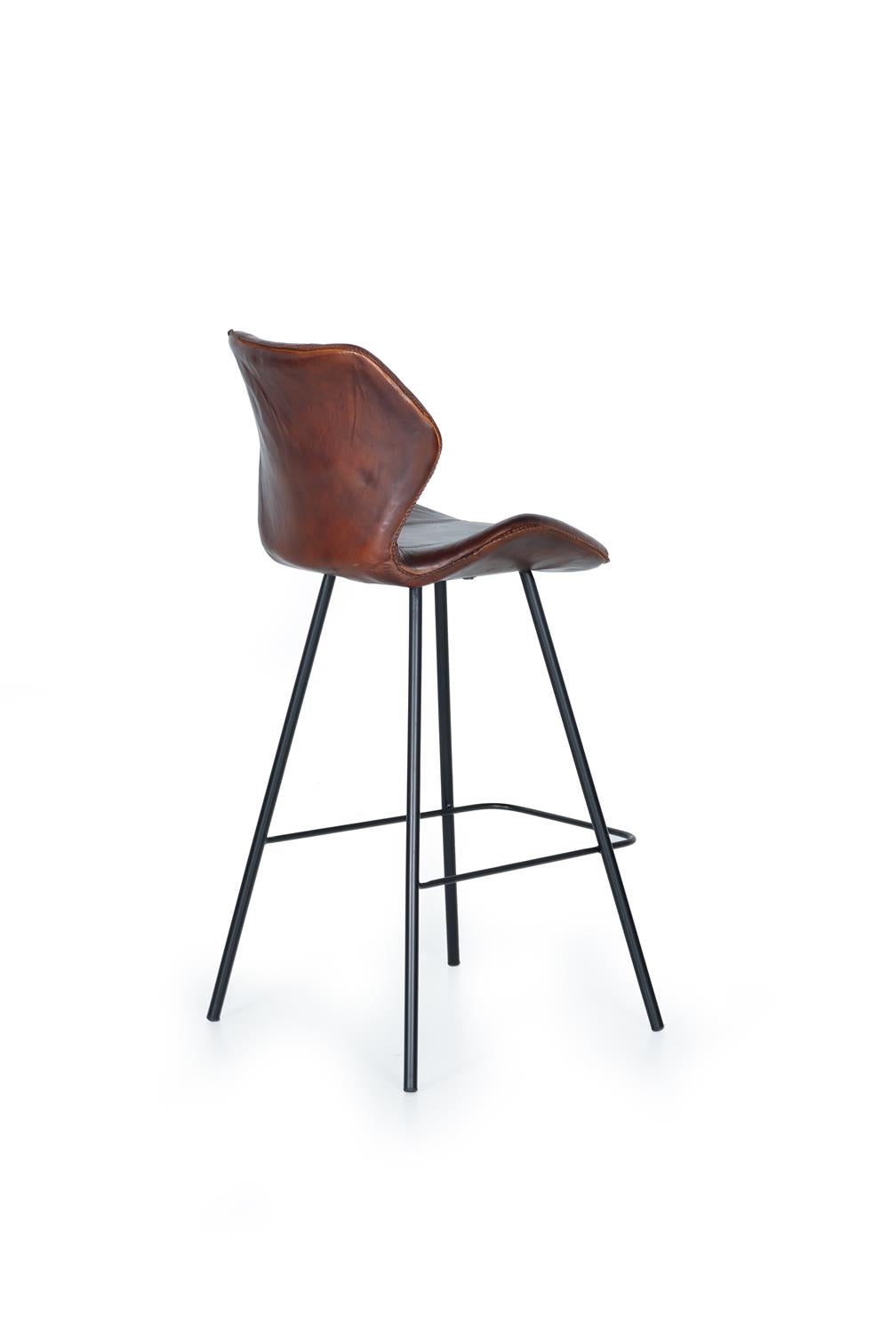 Giner and Colomer Leather And Metal Stool With Elevated Seating