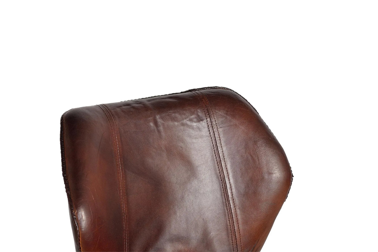 Giner and Colomer Leather And Metal Stool With Elevated Seating