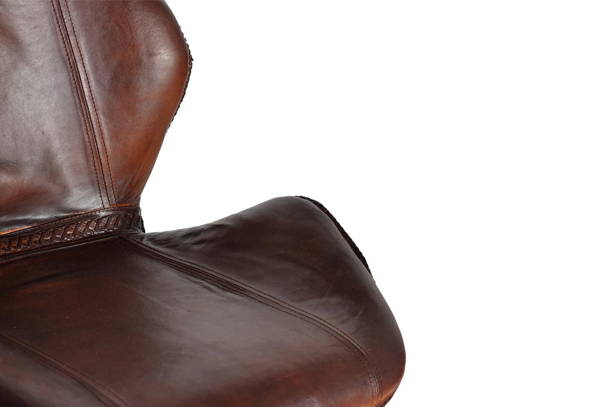 Giner and Colomer Leather And Metal Stool With Elevated Seating