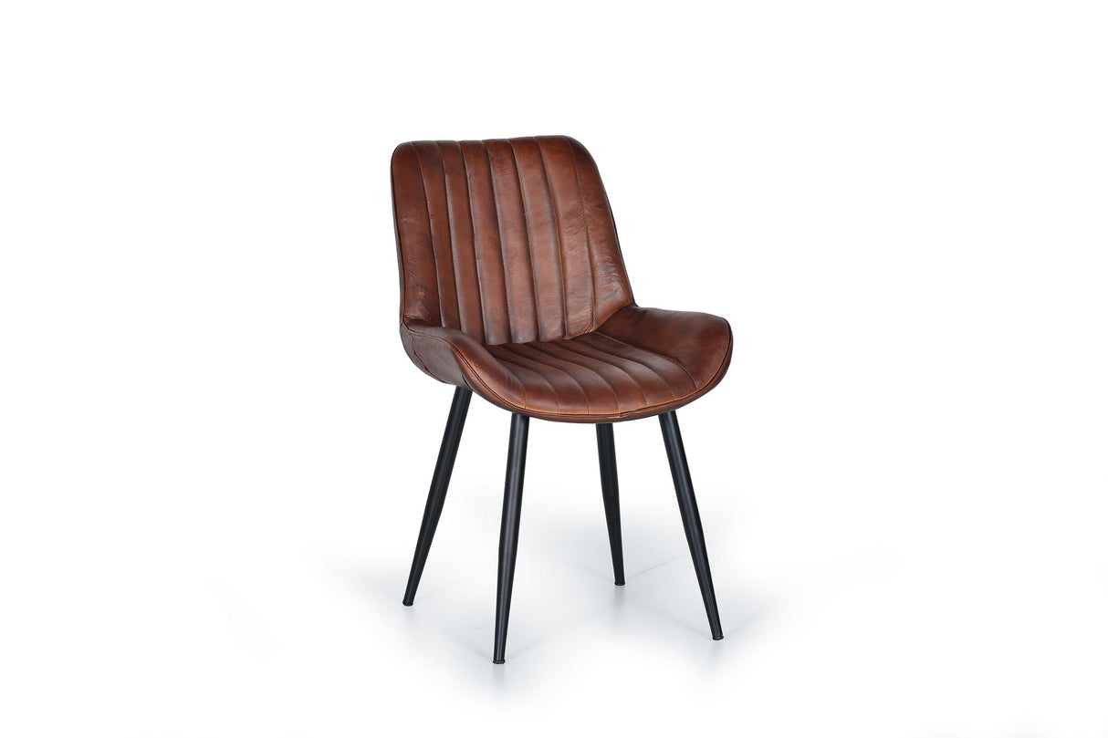 Giner and Colomer Chair In Leather With Metal Legs