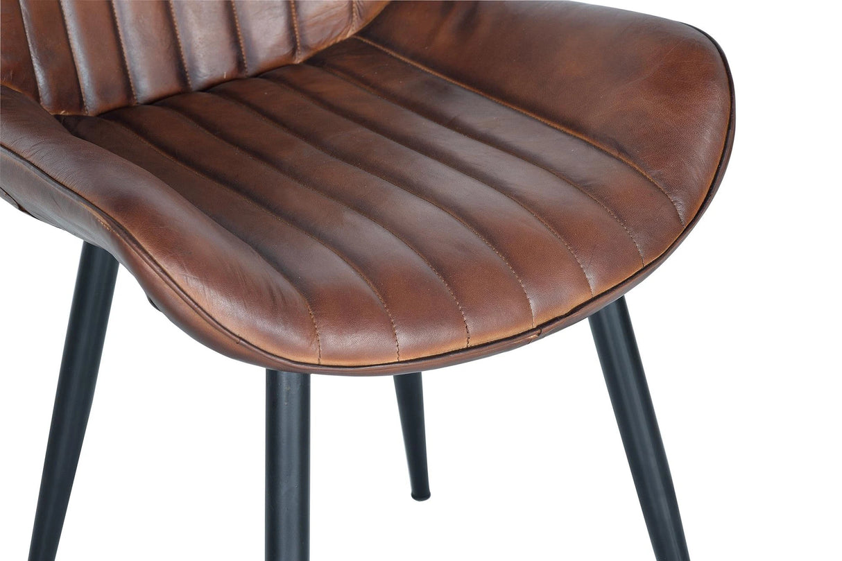 Giner and Colomer Chair In Leather With Metal Legs