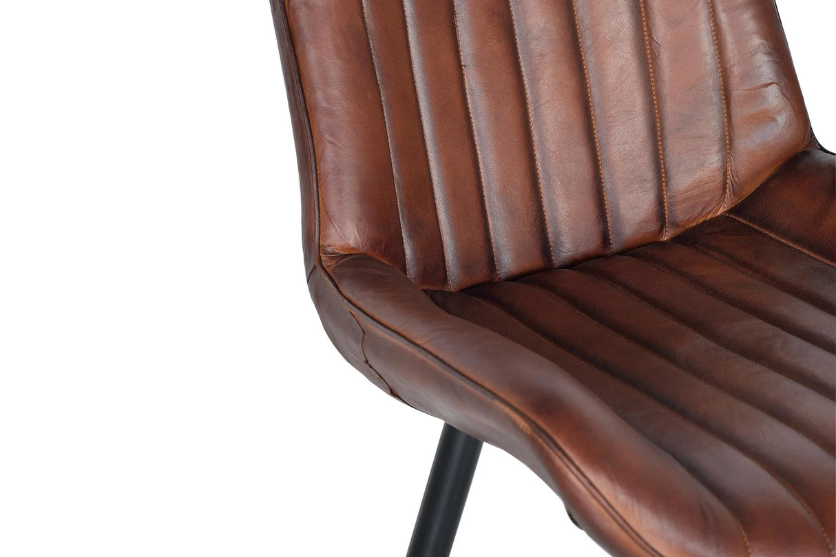 Giner and Colomer Chair In Leather With Metal Legs
