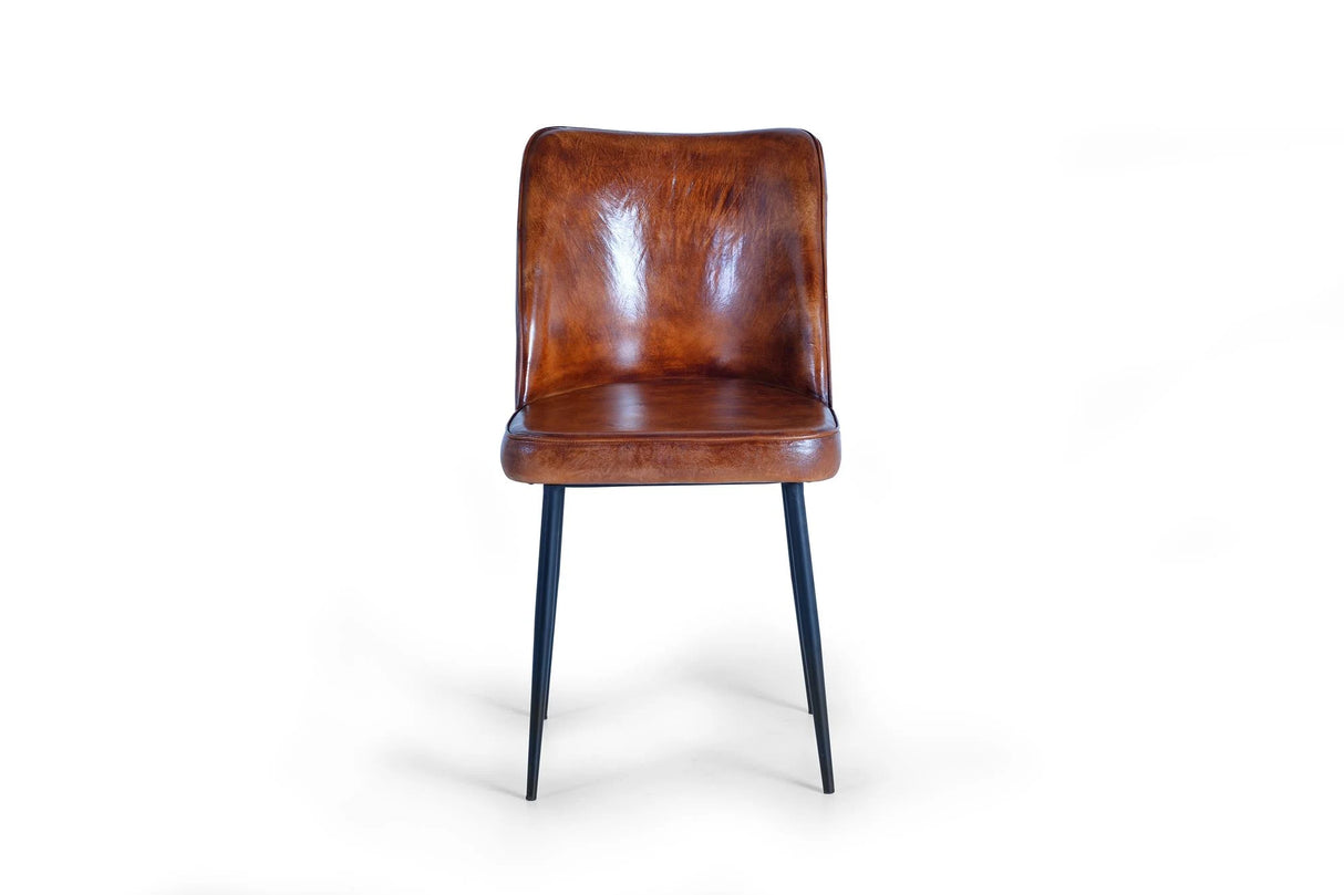 Giner and Colomer Chair In Leather With Metal Legs For Contemporary Spaces