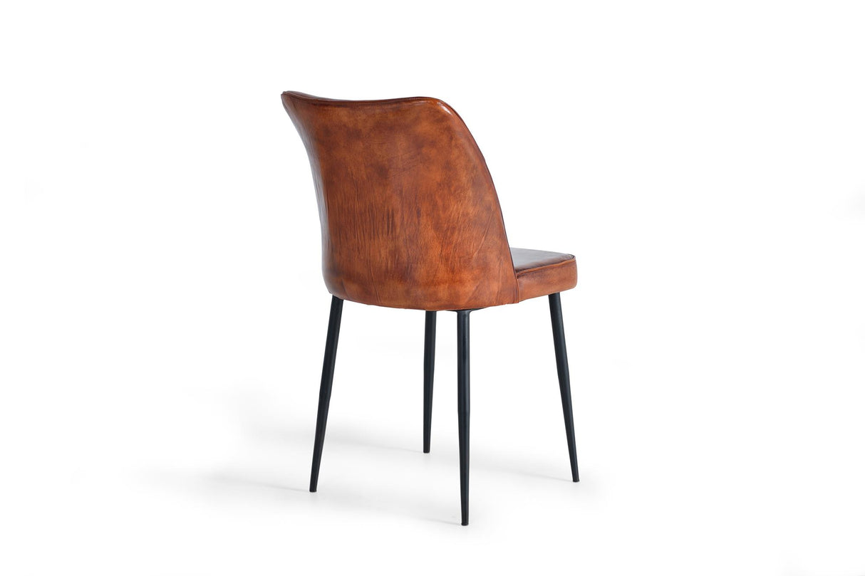 Giner and Colomer Chair In Leather With Metal Legs For Contemporary Spaces