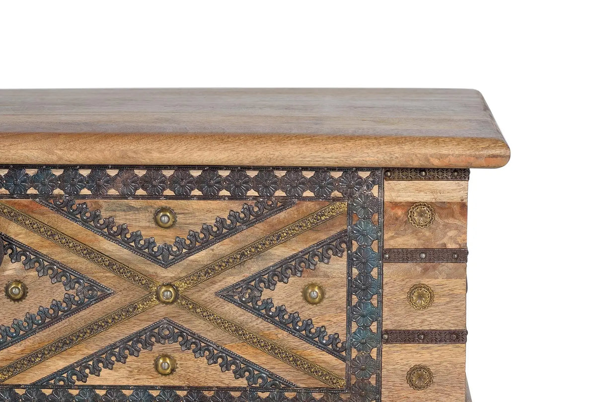 Giner and Colomer - Mango Wood Chest With Metal Details