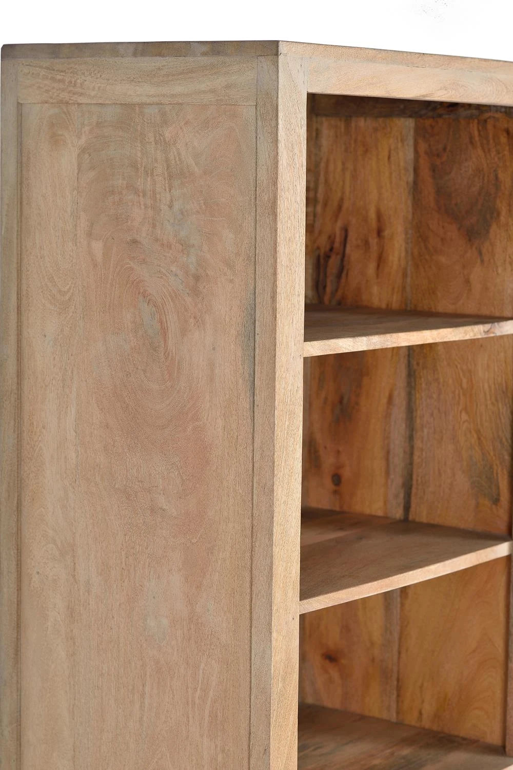 Giner and Colomer - 2-Drawer Mango Wood Bookcase With Metal Base & Hand-Carved Details