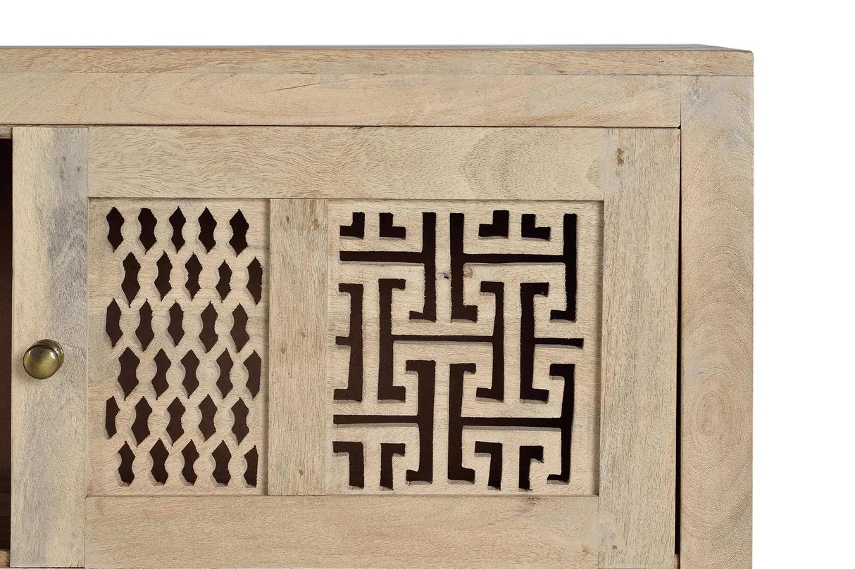 Giner and Colomer - Mango Wood Sideboard With 4 Sliding Doors & Metal Base