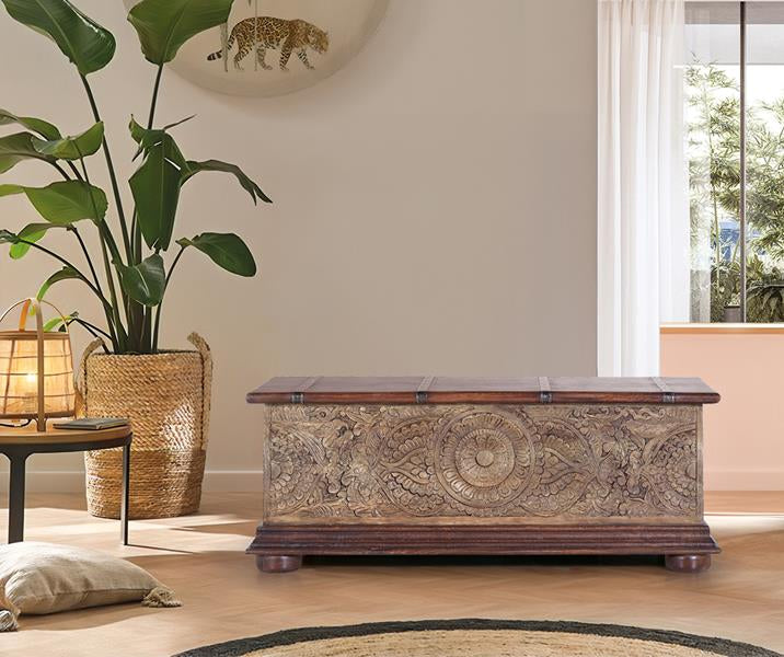 Giner and Colomer - Mango Wood Chest With Top Opening (Interior: 37 x 105 x 32 cm)