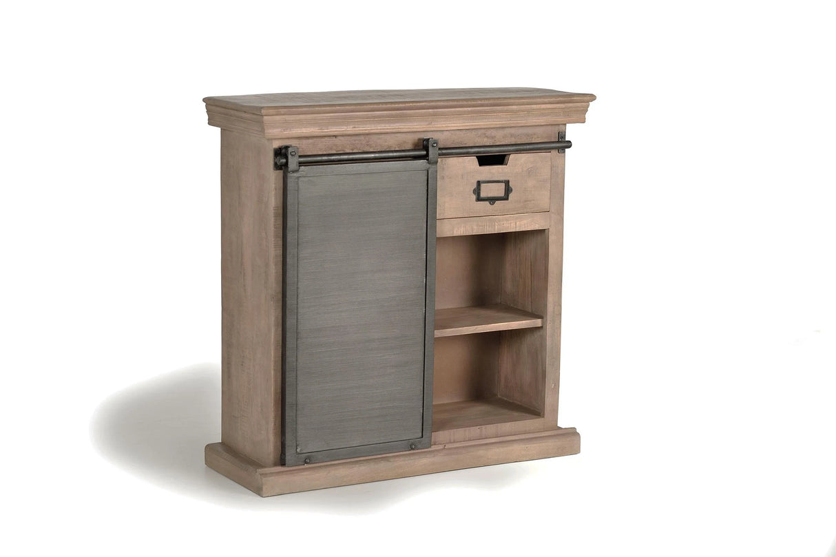 Giner and Colomer - Industrial Mango Wood & Metal Console (2 Drawers, 1 Sliding Door)