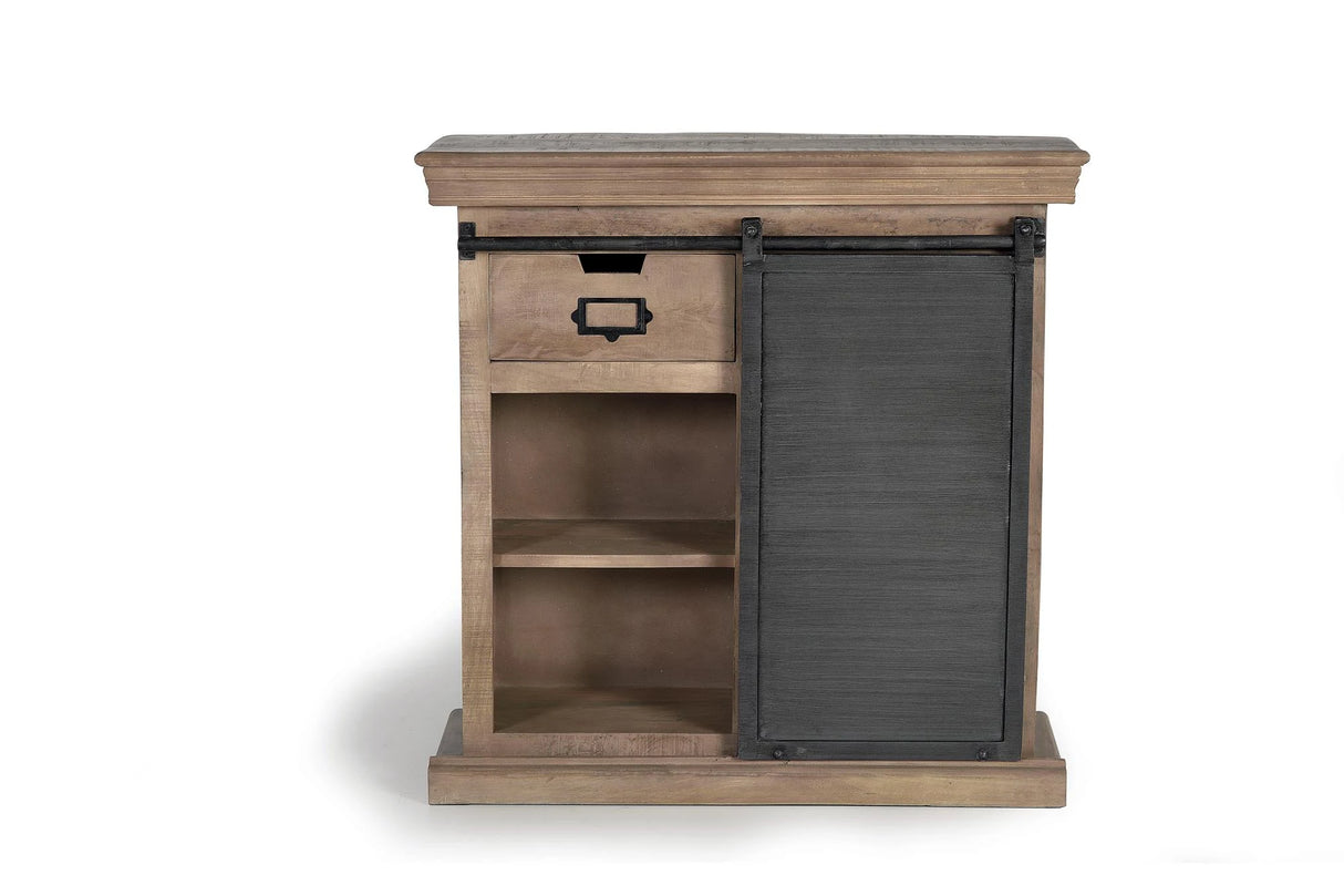 Giner and Colomer - Industrial Mango Wood & Metal Console (2 Drawers, 1 Sliding Door)