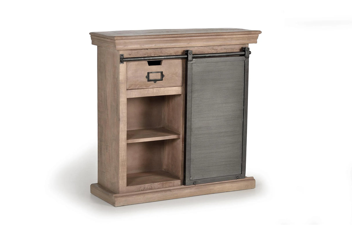 Giner and Colomer - Industrial Mango Wood & Metal Console (2 Drawers, 1 Sliding Door)