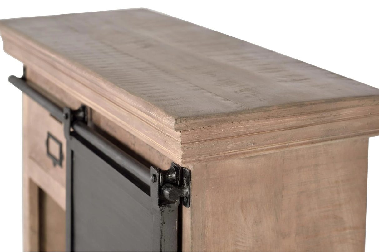 Giner and Colomer - Industrial Mango Wood & Metal Console (2 Drawers, 1 Sliding Door)