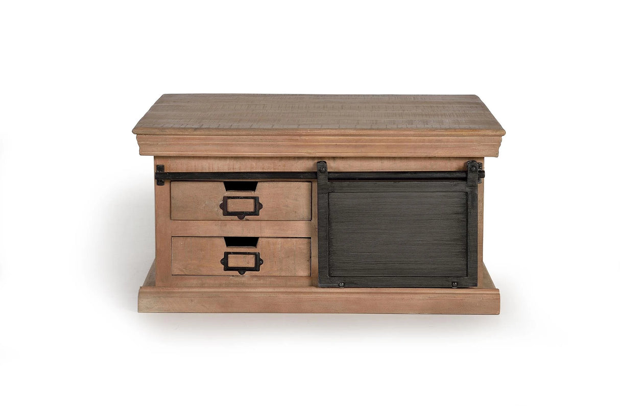 Giner and Colomer - Mango Wood & Metal Coffee Table (4 Drawers, 2 Sliding Doors)