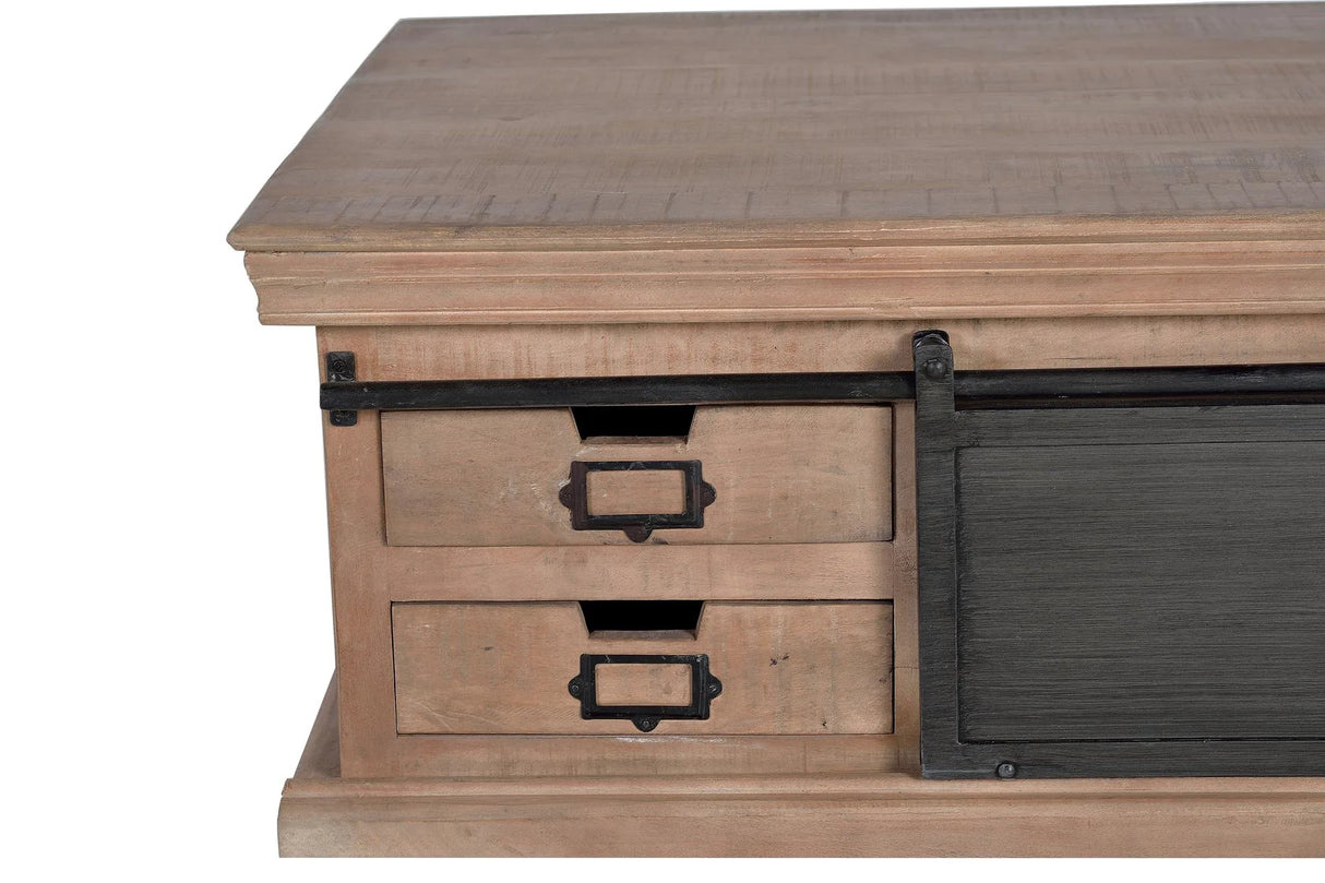 Giner and Colomer - Mango Wood & Metal Coffee Table (4 Drawers, 2 Sliding Doors)