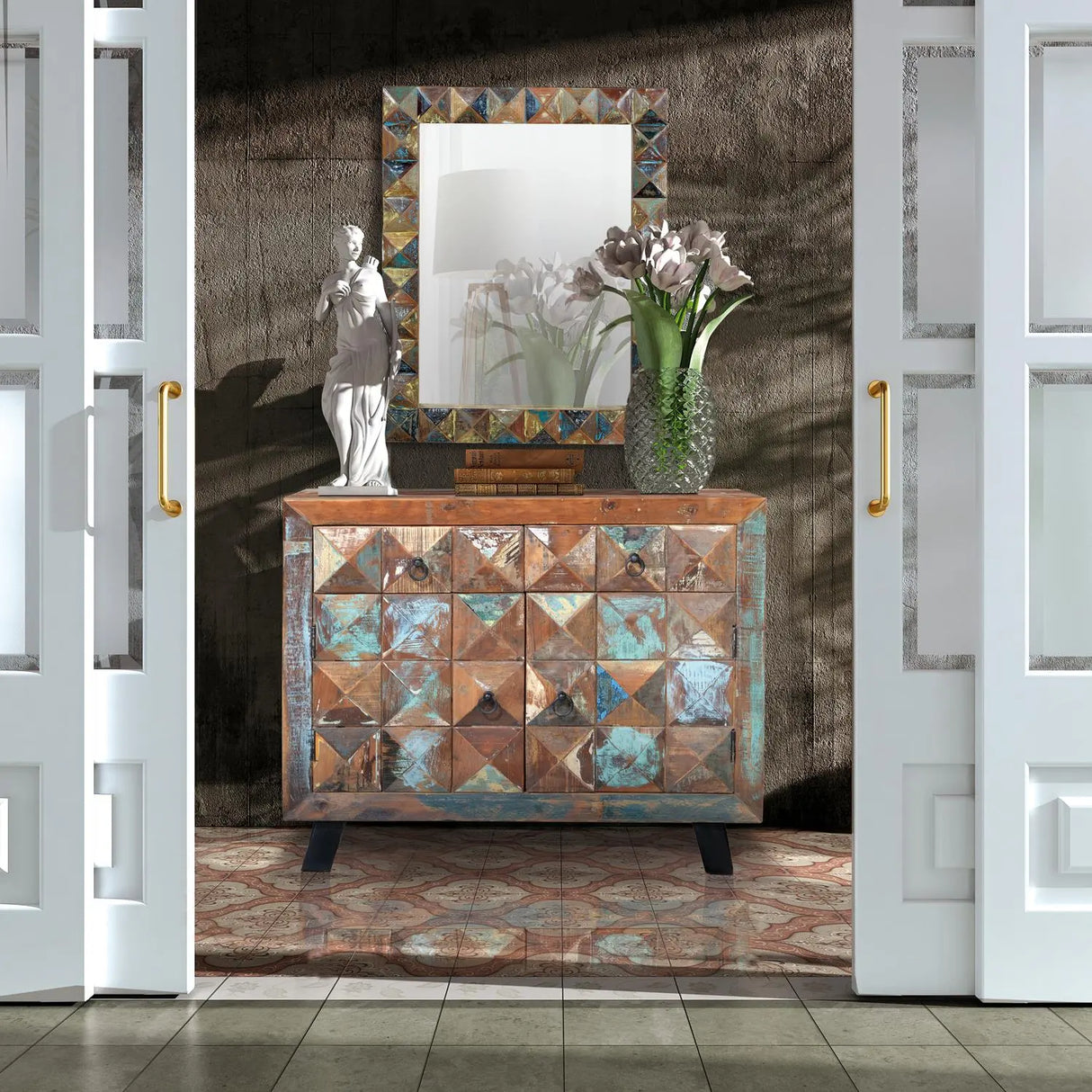 Giner and Colomer - Recycled Wood Chest Of Drawers (2 Drawers, 2 Doors)