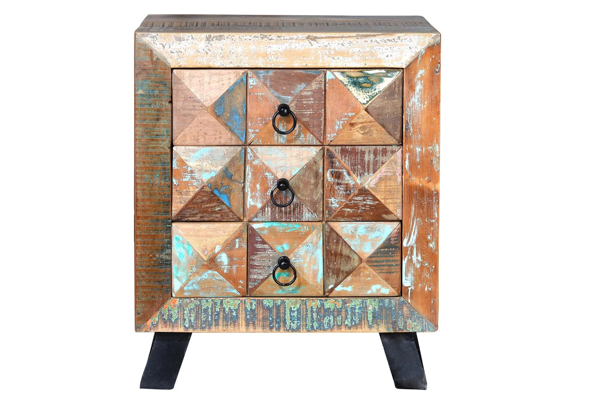 Giner and Colomer - 3-Drawer Table In Recycled Wood With Iron Feet