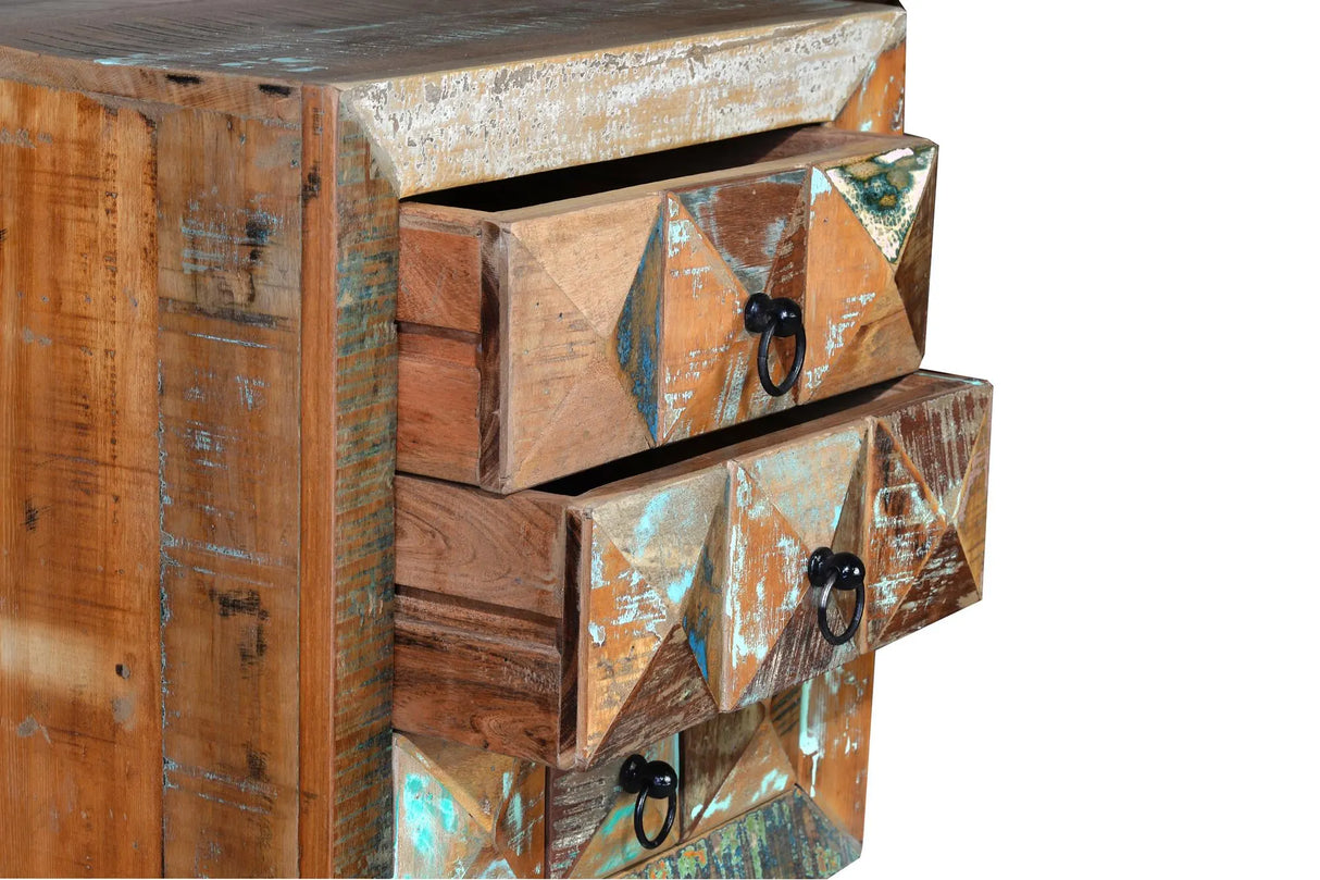 Giner and Colomer - 3-Drawer Table In Recycled Wood With Iron Feet