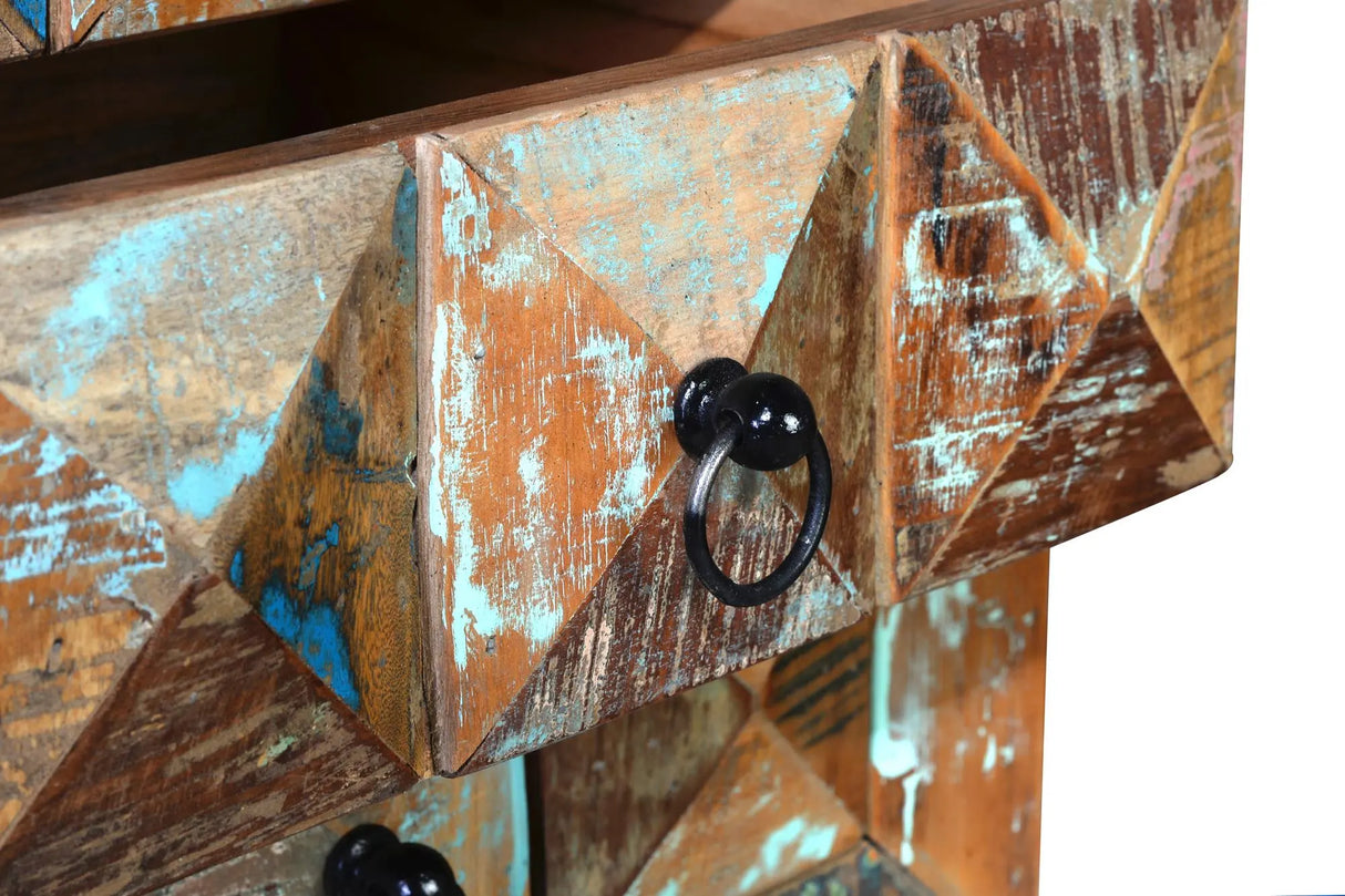 Giner and Colomer - 3-Drawer Table In Recycled Wood With Iron Feet