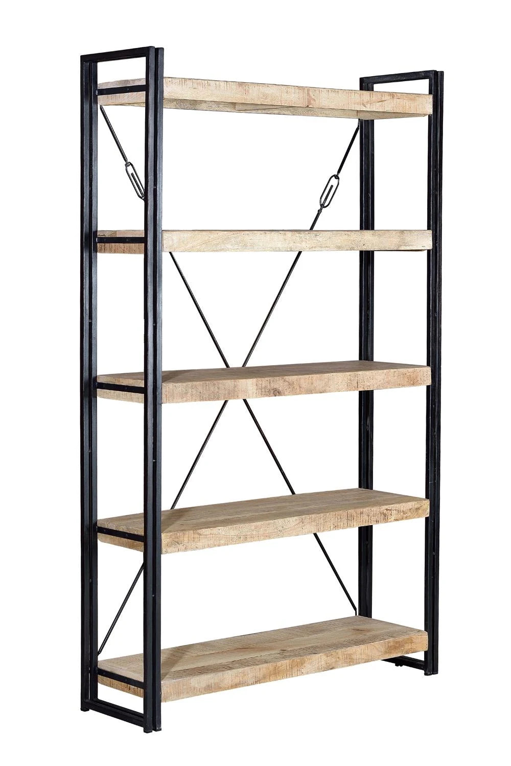 Giner and Colomer - Mango Wood & Iron Bookcase With 5 Shelves & Steel Cable Detail