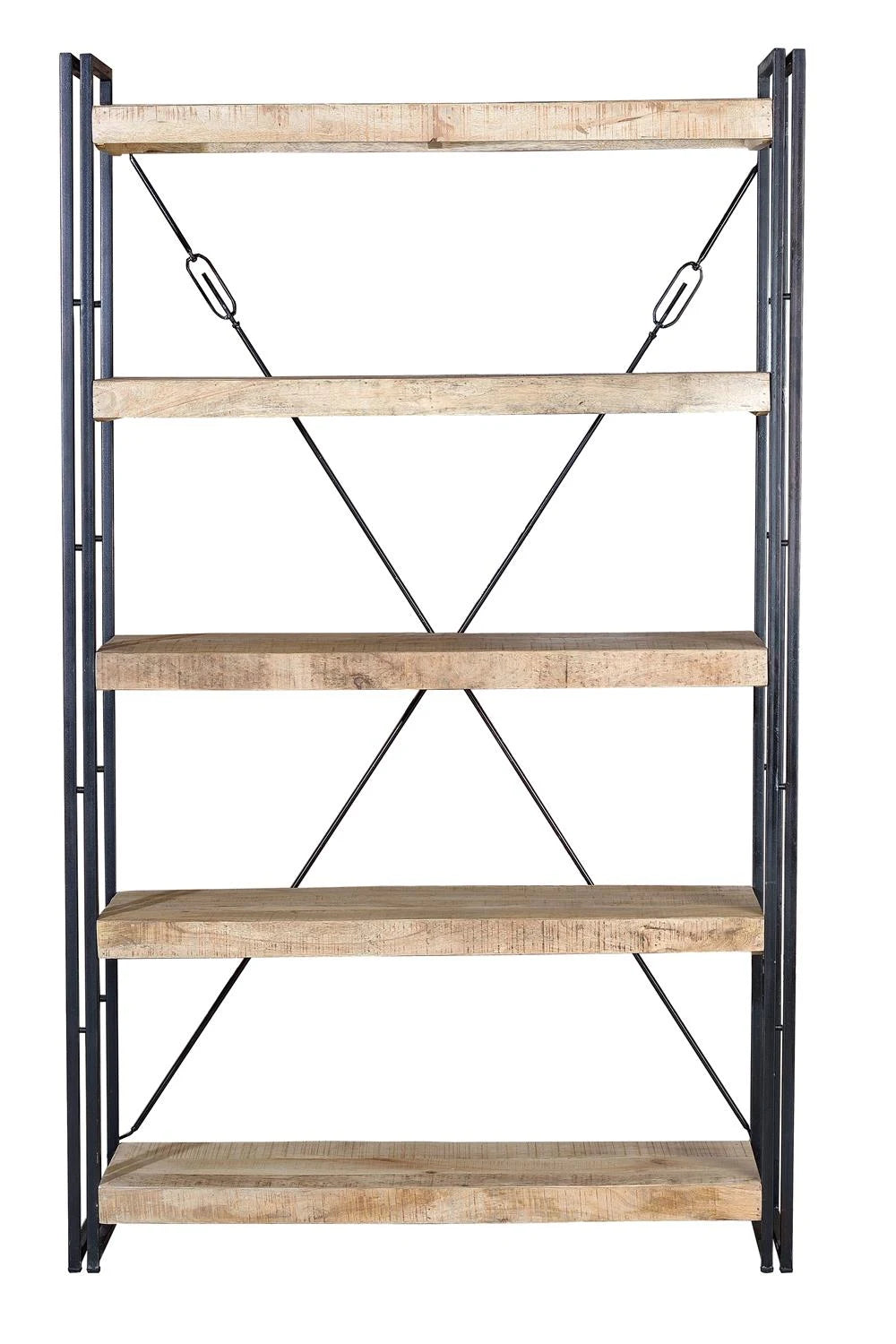 Giner and Colomer - Mango Wood & Iron Bookcase With 5 Shelves & Steel Cable Detail