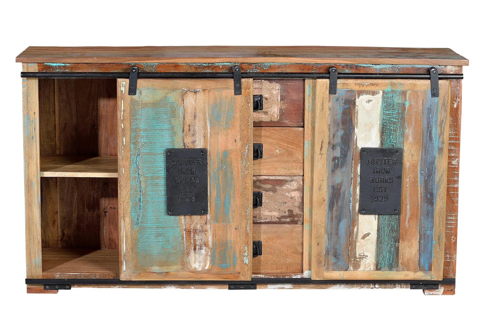 Giner and Colomer - Recycled Wood Sideboard (4 Drawers, 2 Sliding Doors)