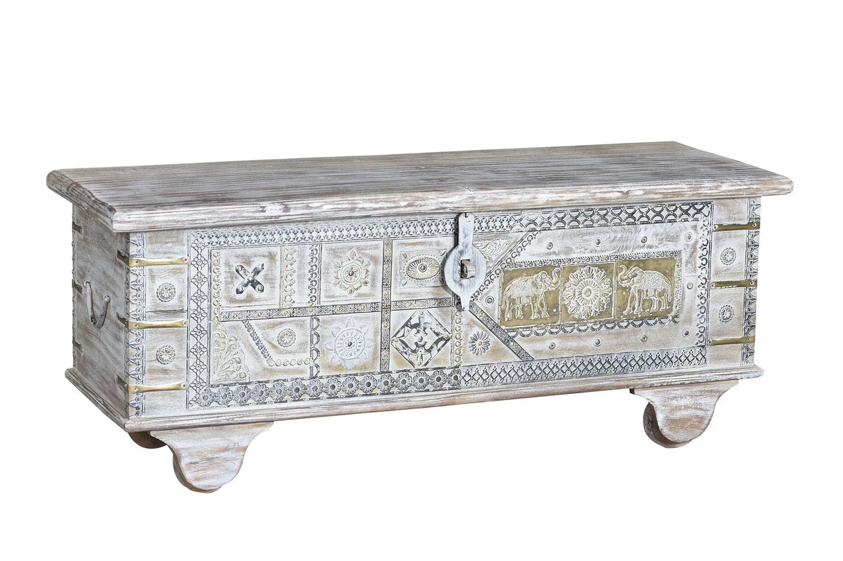 Giner and Colomer - Mango Wood Chest With Bronze Details & Top Opening